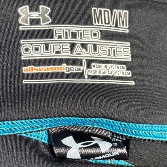 Under Armour Allseasongear Fitted Black with Blue Leggings Activewear Medium - Picture 4 of 6